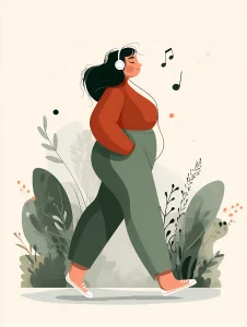 Femme détendue marchant